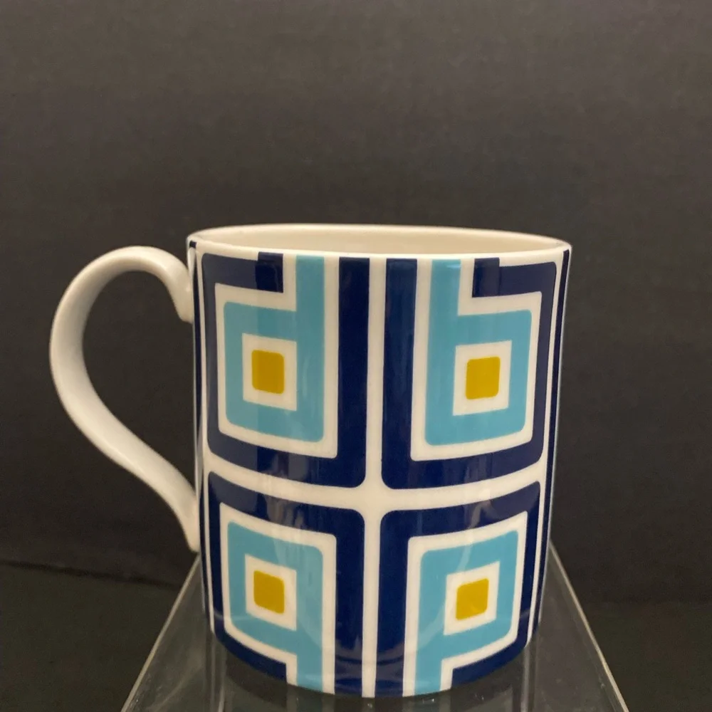 Jonathan Adler Blue and Yellow Geometric Mug